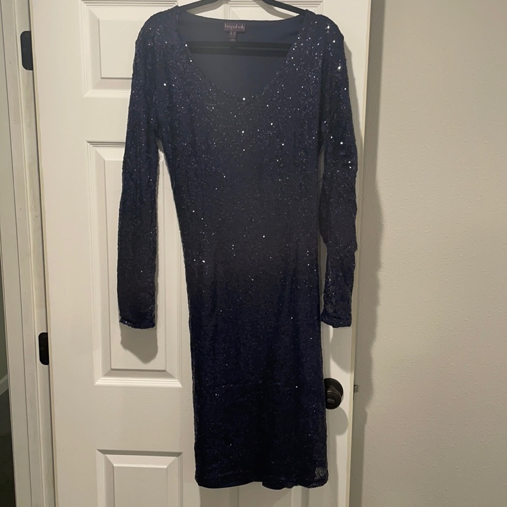 Long Tall Sally navy sequined cocktail dress